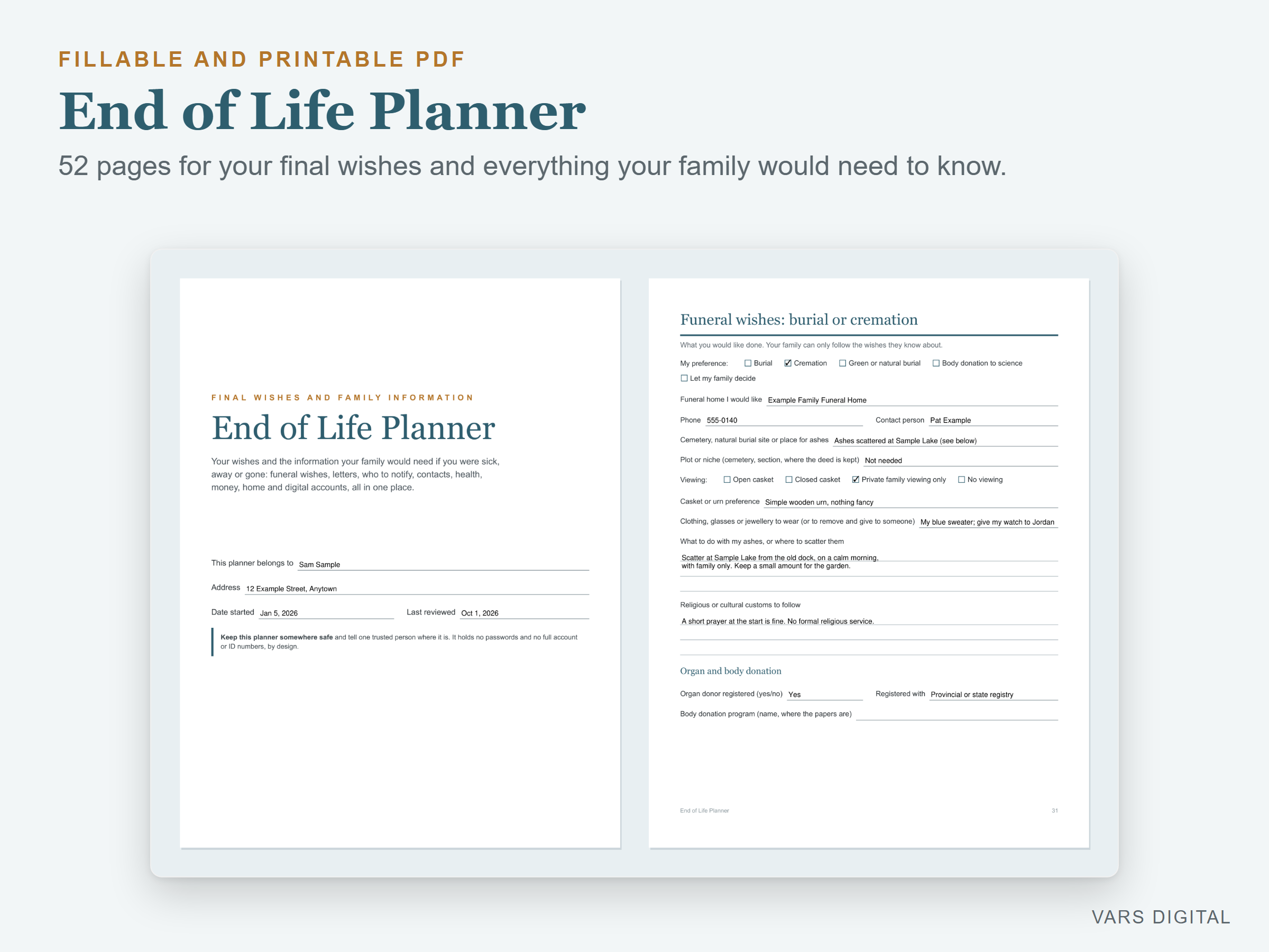 End of Life Planner (Fillable PDF) preview