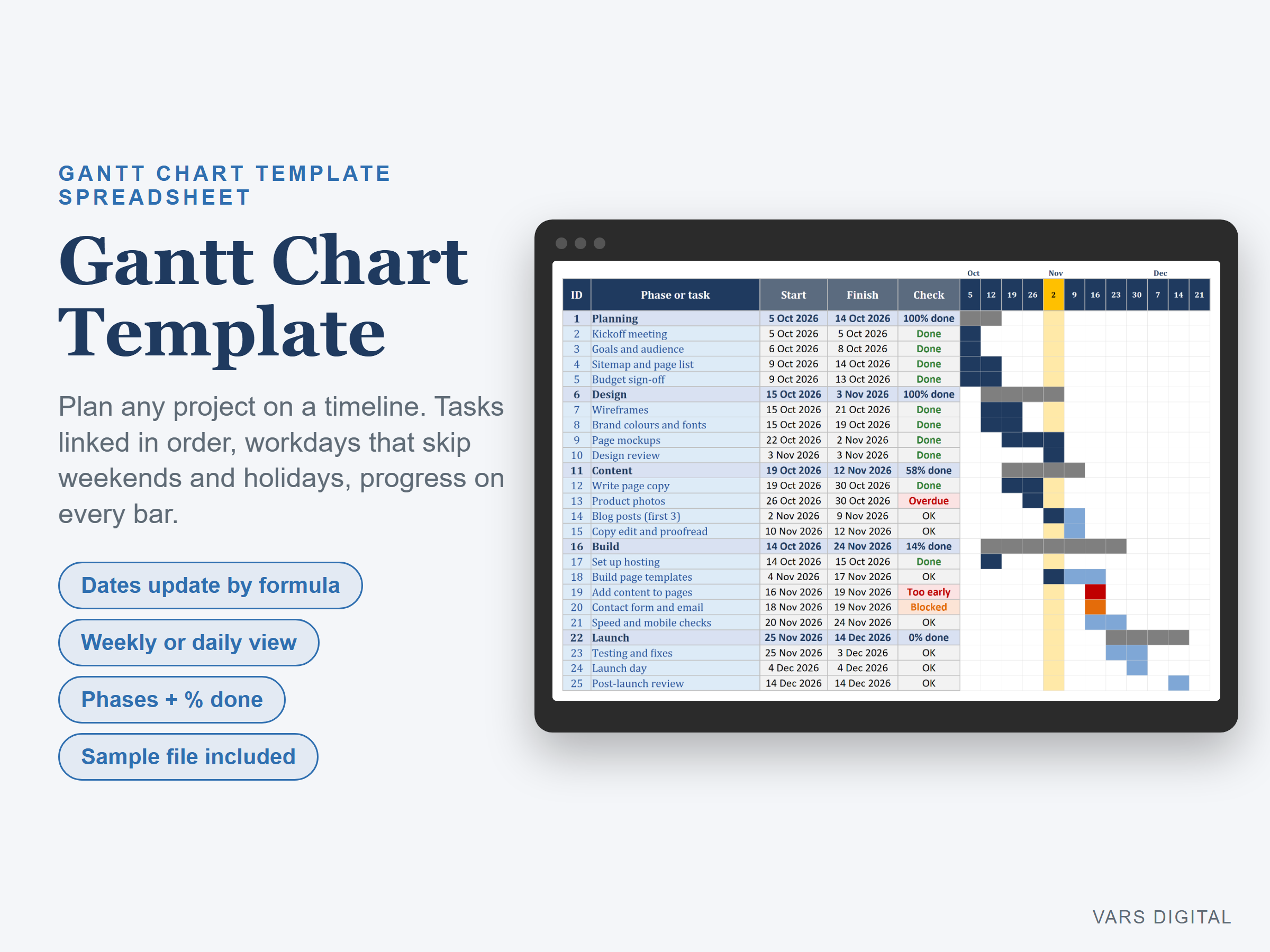 Gantt Chart Template spreadsheet template preview