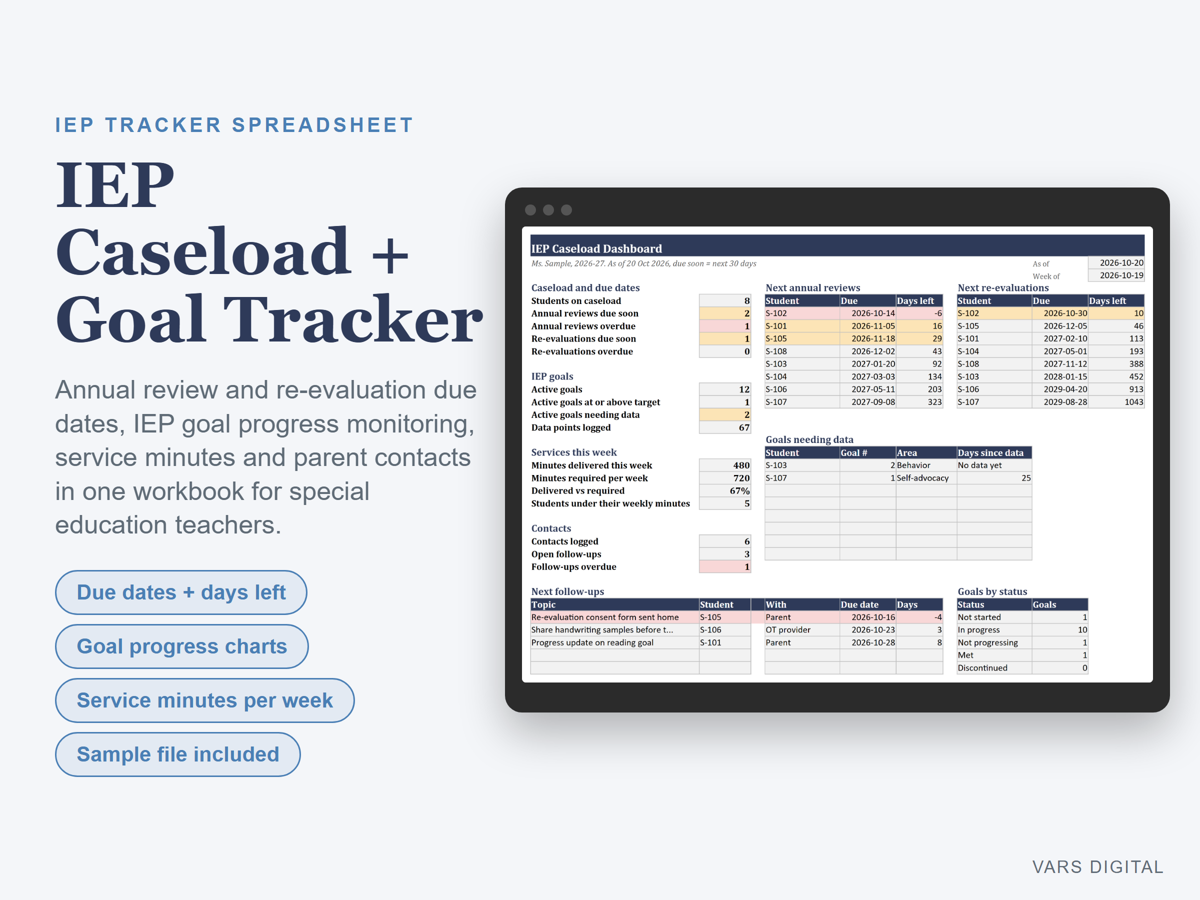 IEP Tracker Spreadsheet spreadsheet template preview