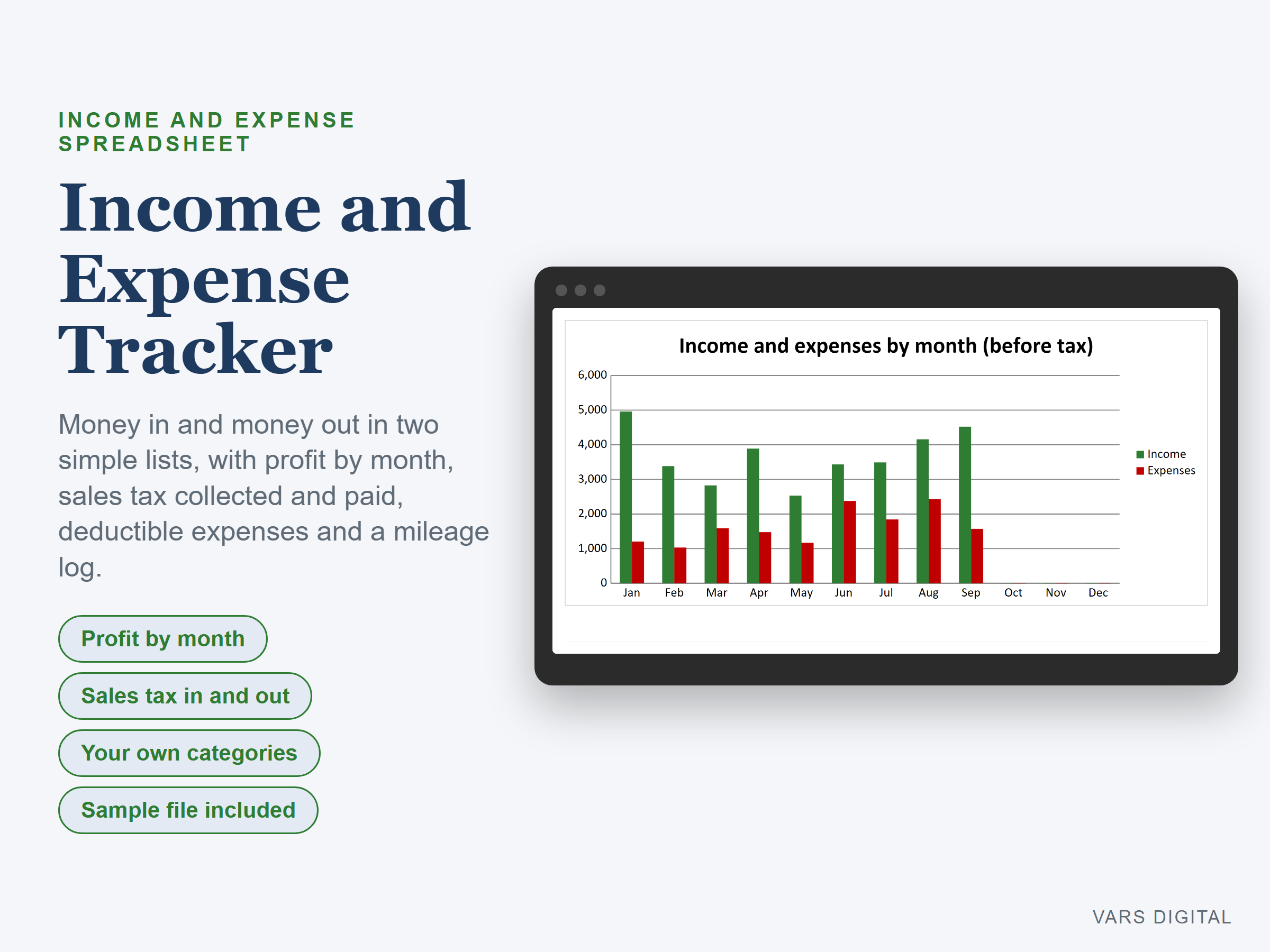 Income and Expense Tracker spreadsheet template preview