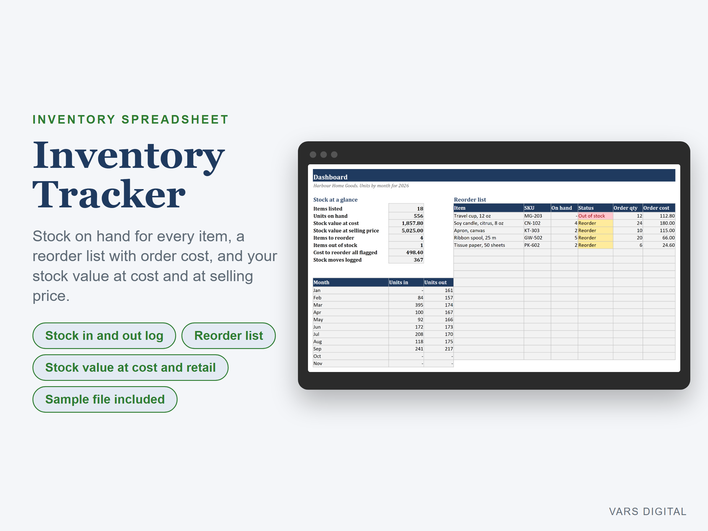 Inventory Spreadsheet spreadsheet template preview