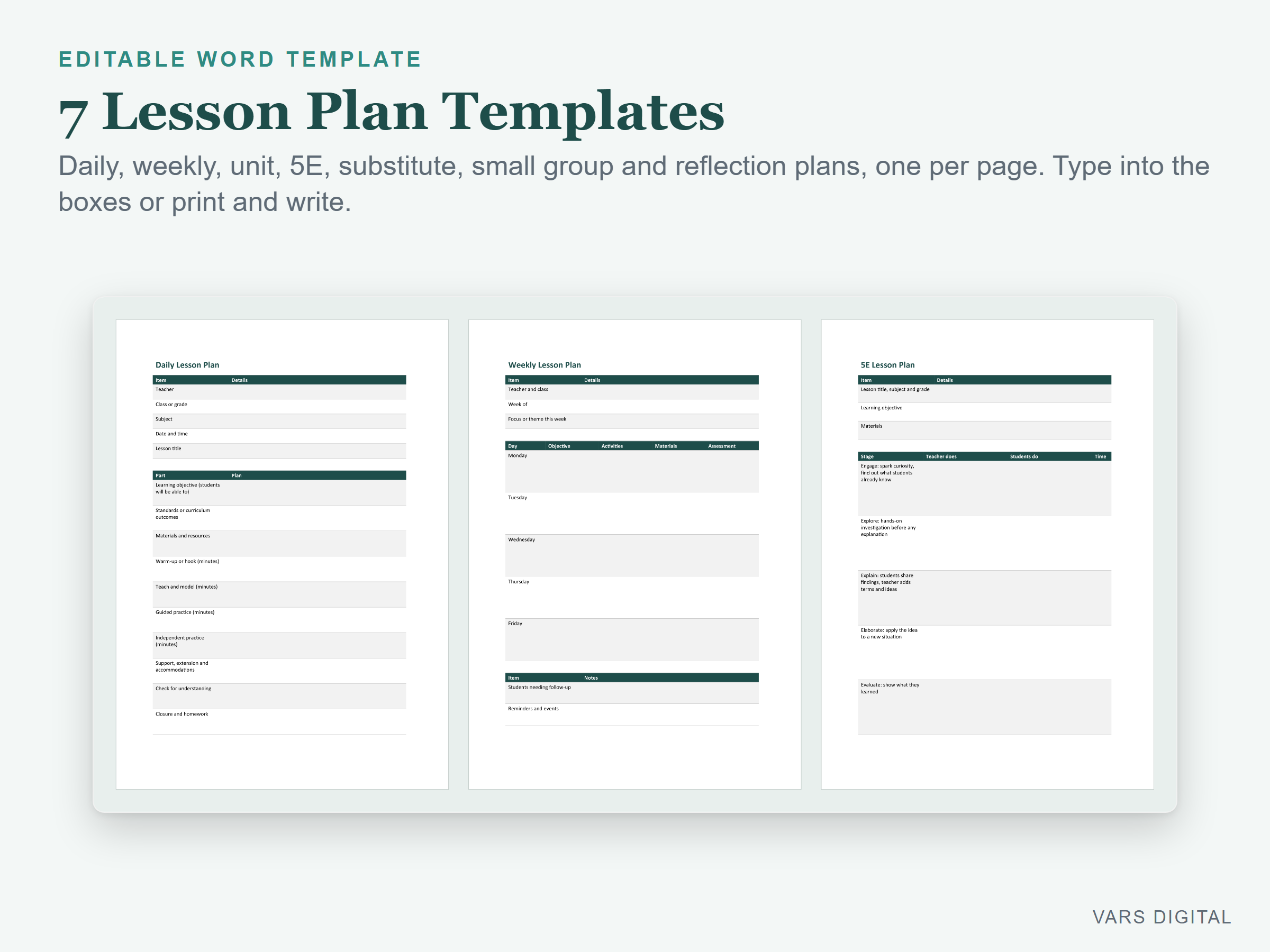 Lesson Plan Templates (Word) preview