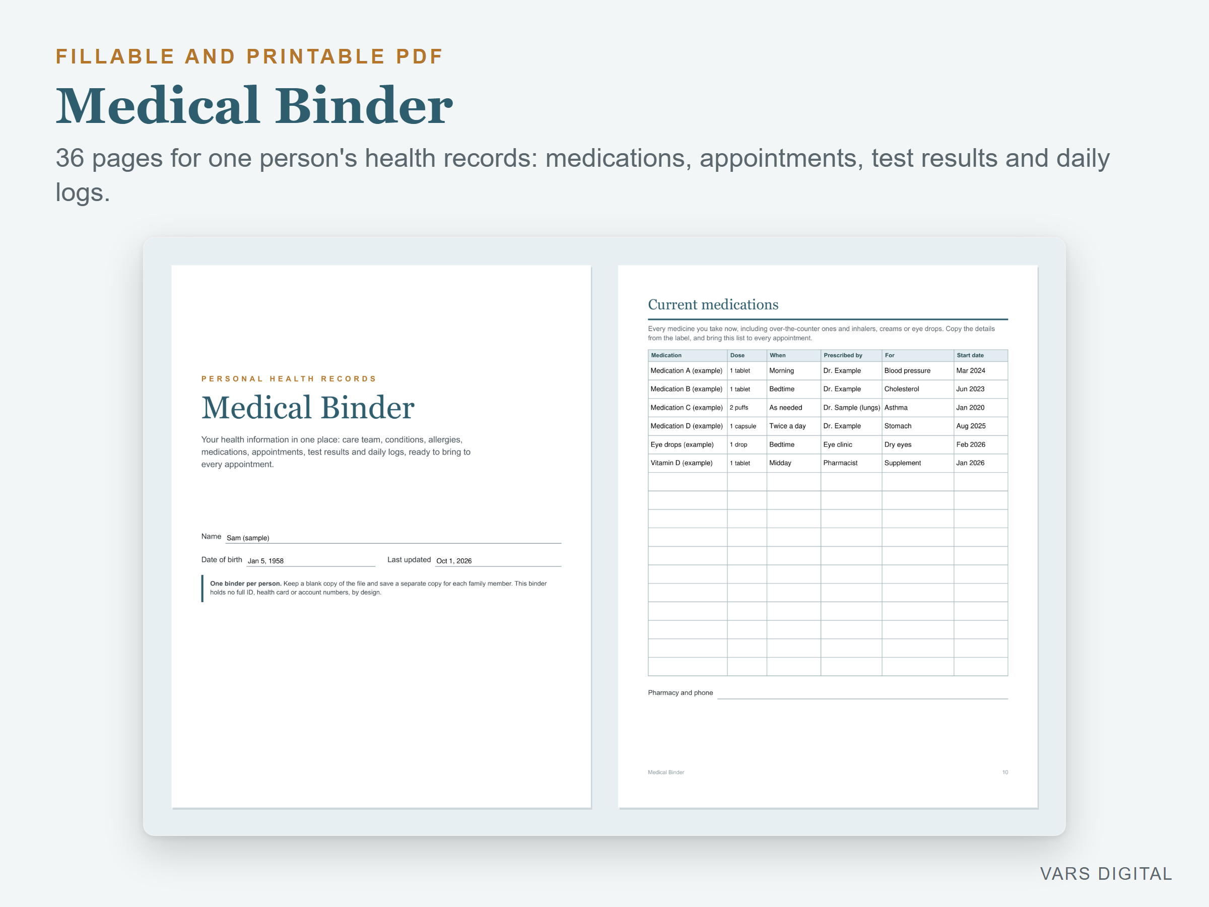 Medical Binder (Fillable PDF) preview